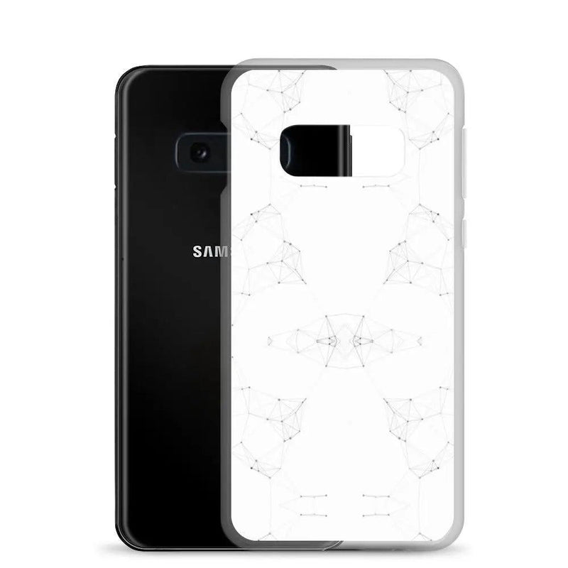 Load image into Gallery viewer, White Cyber Polygon Flexible Clear Samsung Case Bump Resistant Corners CREATIVETECH