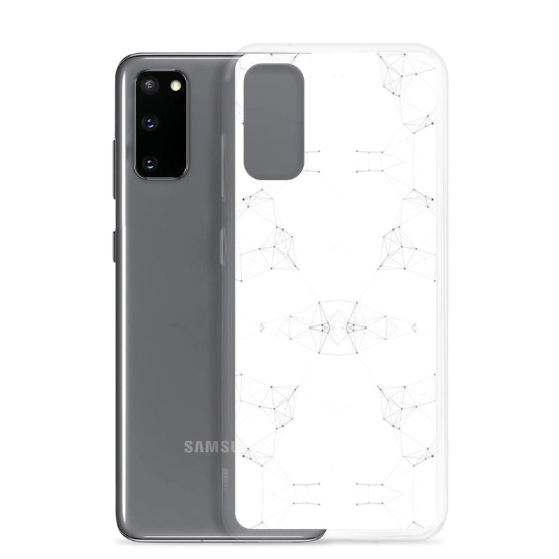 Load image into Gallery viewer, White Cyber Polygon Flexible Clear Samsung Case Bump Resistant Corners CREATIVETECH