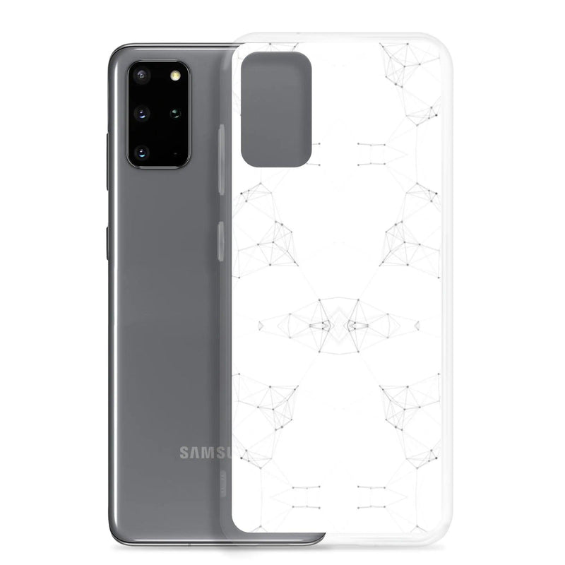 Load image into Gallery viewer, White Cyber Polygon Flexible Clear Samsung Case Bump Resistant Corners CREATIVETECH