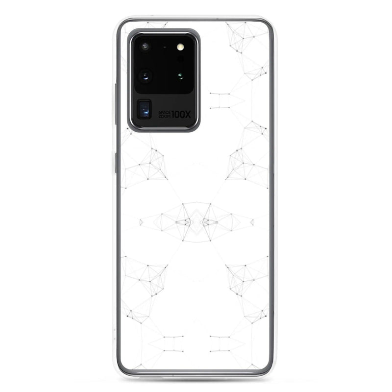 Load image into Gallery viewer, White Cyber Polygon Flexible Clear Samsung Case Bump Resistant Corners CREATIVETECH