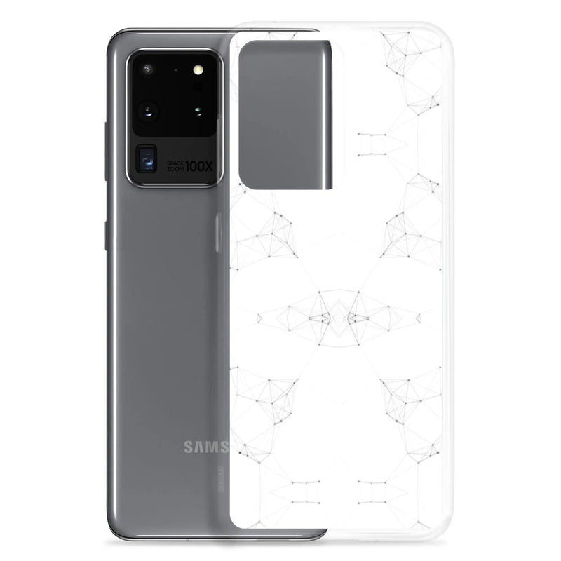Load image into Gallery viewer, White Cyber Polygon Flexible Clear Samsung Case Bump Resistant Corners CREATIVETECH