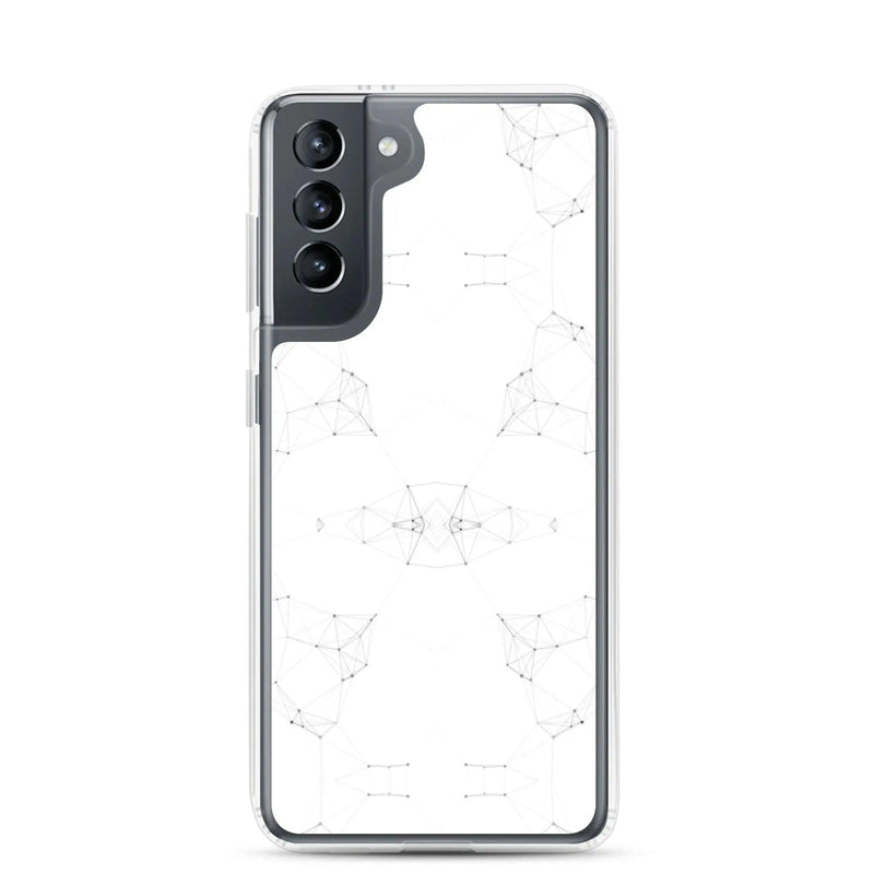 Load image into Gallery viewer, White Cyber Polygon Flexible Clear Samsung Case Bump Resistant Corners CREATIVETECH