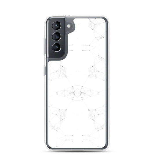 White Cyber Polygon Flexible Clear Samsung Case Bump Resistant Corners CREATIVETECH