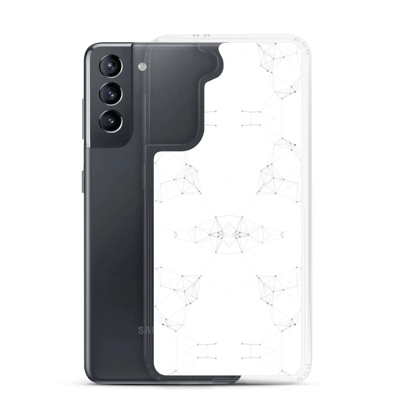 Load image into Gallery viewer, White Cyber Polygon Flexible Clear Samsung Case Bump Resistant Corners CREATIVETECH