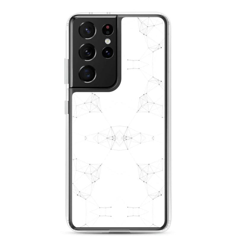 Load image into Gallery viewer, White Cyber Polygon Flexible Clear Samsung Case Bump Resistant Corners CREATIVETECH