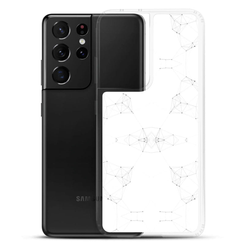 Load image into Gallery viewer, White Cyber Polygon Flexible Clear Samsung Case Bump Resistant Corners CREATIVETECH