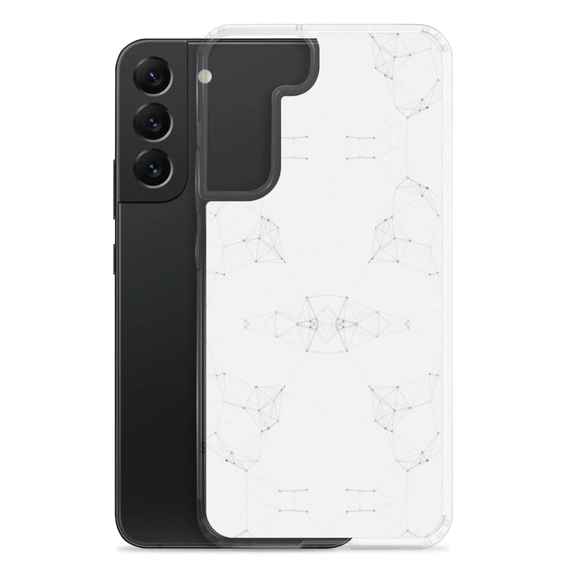 Load image into Gallery viewer, White Cyber Polygon Flexible Clear Samsung Case Bump Resistant Corners CREATIVETECH