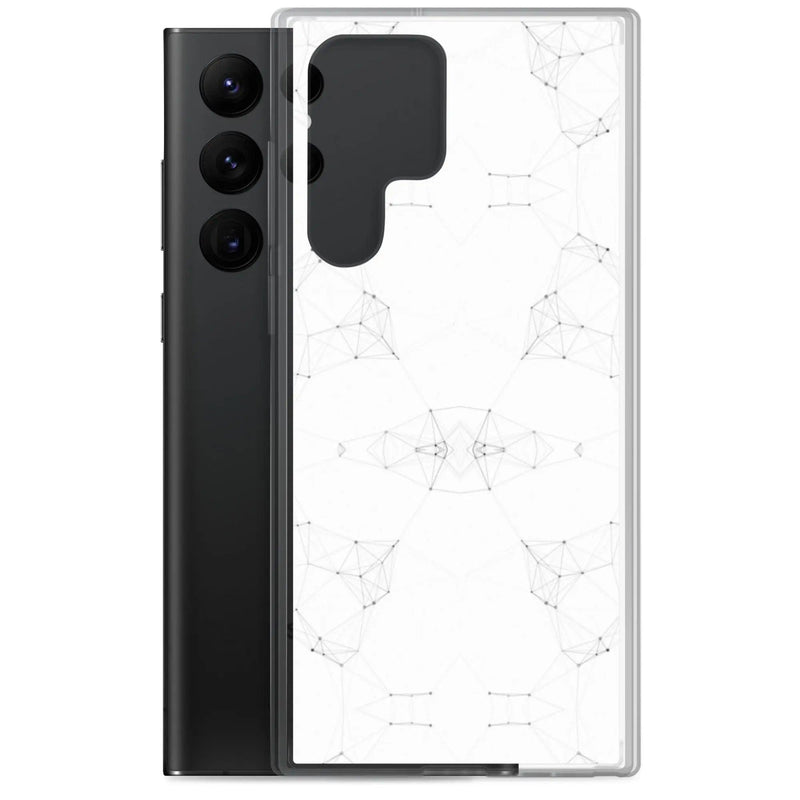 Load image into Gallery viewer, White Cyber Polygon Flexible Clear Samsung Case Bump Resistant Corners CREATIVETECH