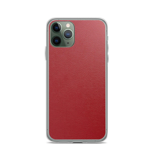 Red Leather Flexible Clear iPhone Case Bump Resistant Corners CREATIVETECH
