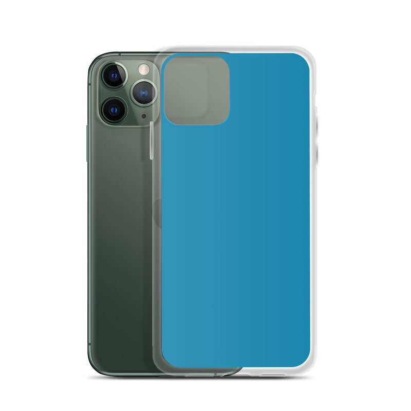 Load image into Gallery viewer, Plain Color Pelurous Blue iPhone Case Clear Bump Resistant CREATIVETECH
