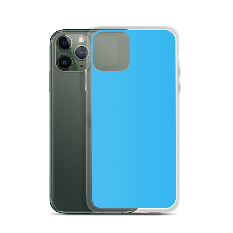 Load image into Gallery viewer, Plain Color Deep Sky Blue iPhone Case Clear Bump Resistant CREATIVETECH