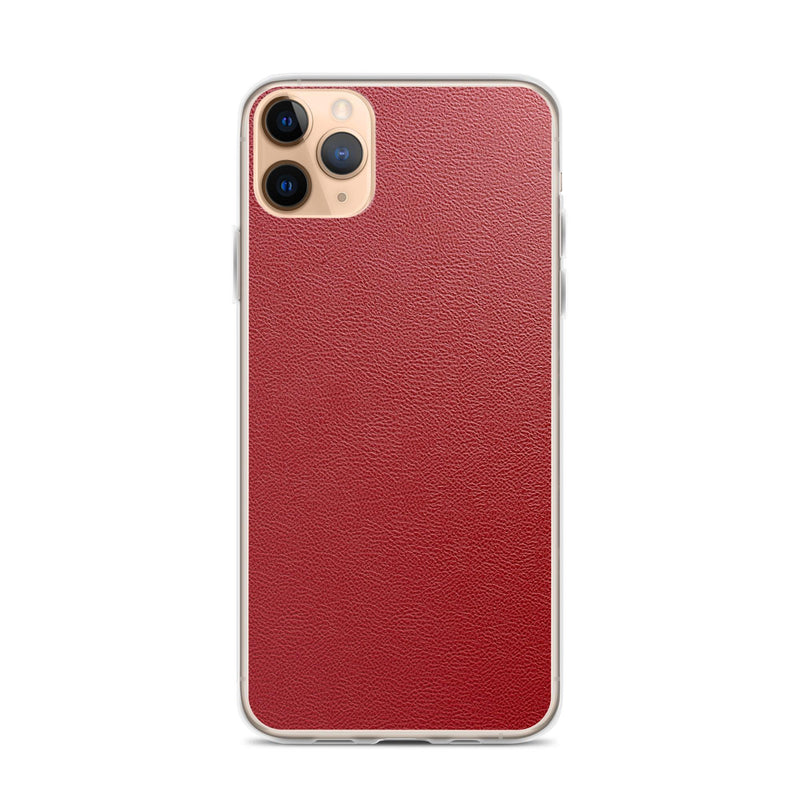 Load image into Gallery viewer, Red Leather Flexible Clear iPhone Case Bump Resistant Corners CREATIVETECH