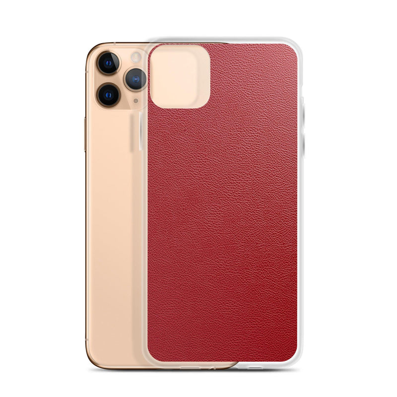 Load image into Gallery viewer, Red Leather Flexible Clear iPhone Case Bump Resistant Corners CREATIVETECH