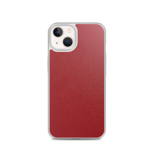 Red Leather Flexible Clear iPhone Case Bump Resistant Corners CREATIVETECH