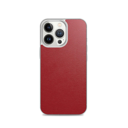 Red Leather Flexible Clear iPhone Case Bump Resistant Corners CREATIVETECH