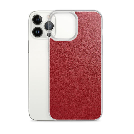 Red Leather Flexible Clear iPhone Case Bump Resistant Corners CREATIVETECH