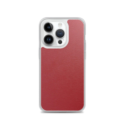 Red Leather Flexible Clear iPhone Case Bump Resistant Corners CREATIVETECH