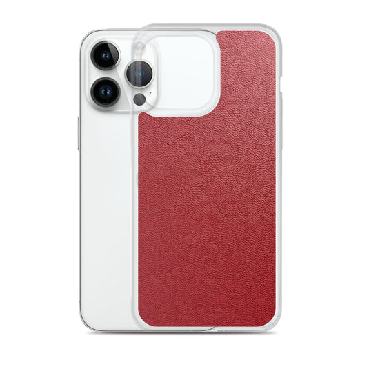 Red Leather Flexible Clear iPhone Case Bump Resistant Corners CREATIVETECH