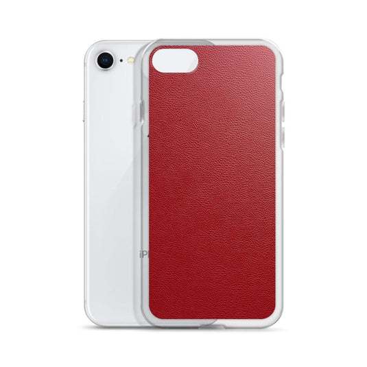 Red Leather Flexible Clear iPhone Case Bump Resistant Corners CREATIVETECH