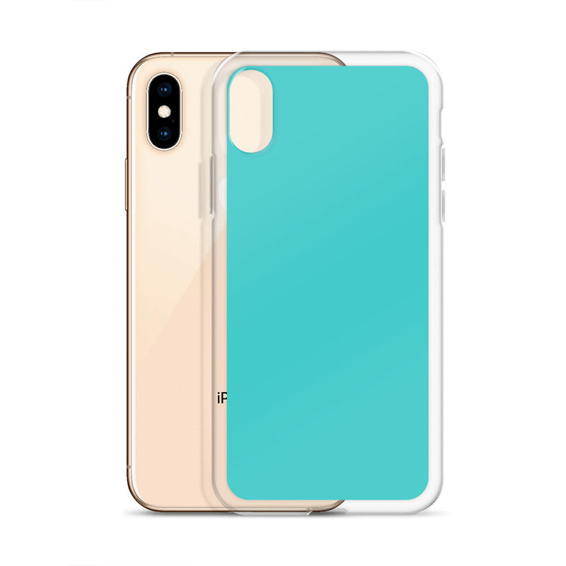 Load image into Gallery viewer, Plain Color Turquoise Blue iPhone Case Clear Bump Resistant CREATIVETECH
