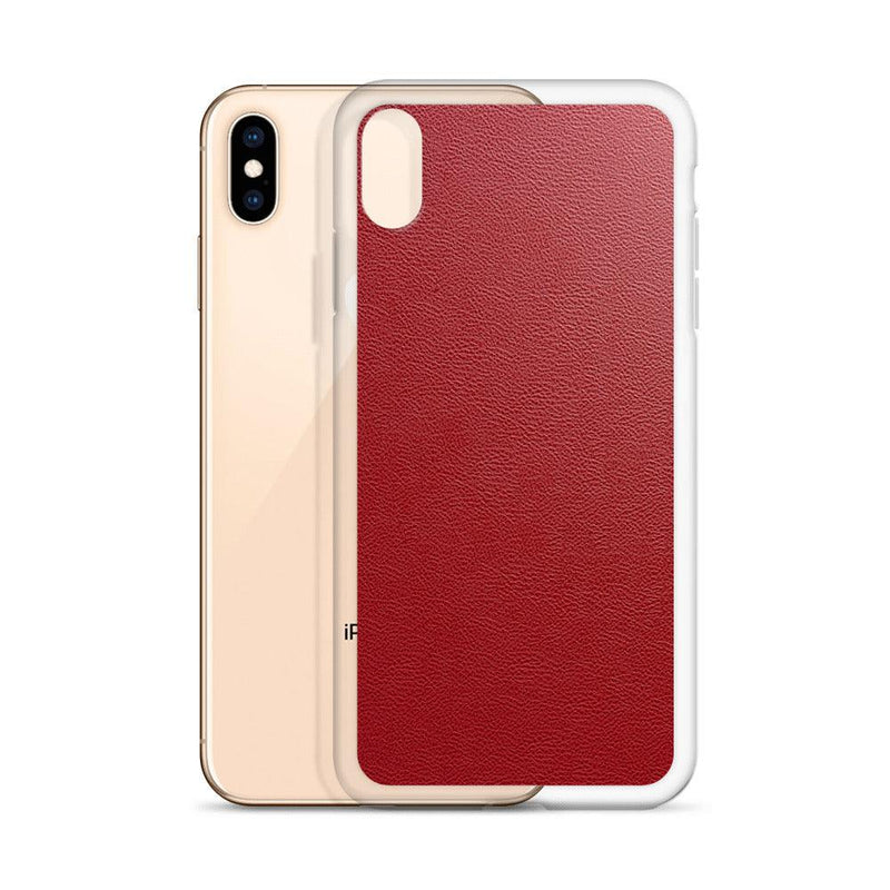 Load image into Gallery viewer, Red Leather Flexible Clear iPhone Case Bump Resistant Corners CREATIVETECH