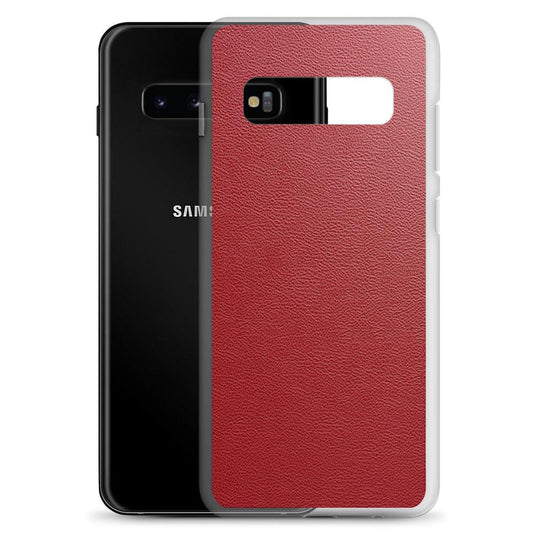 Red Leather Flexible Clear Samsung Case Bump Resistant Corners CREATIVETECH
