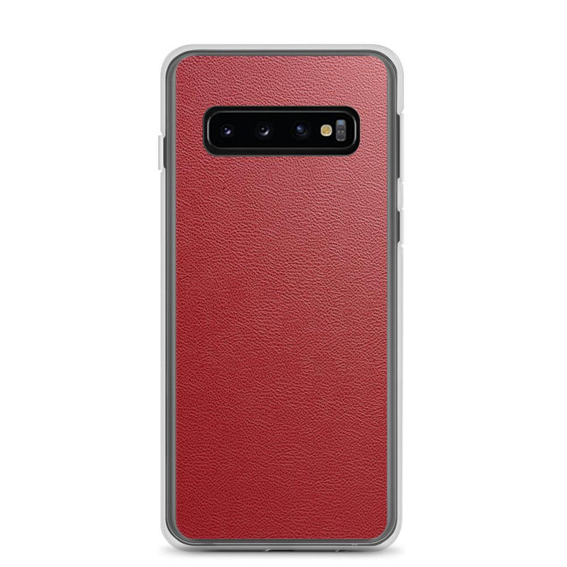 Load image into Gallery viewer, Red Leather Flexible Clear Samsung Case Bump Resistant Corners CREATIVETECH