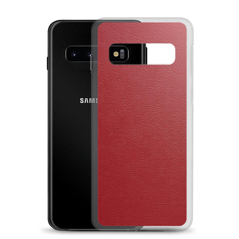 Load image into Gallery viewer, Red Leather Flexible Clear Samsung Case Bump Resistant Corners CREATIVETECH