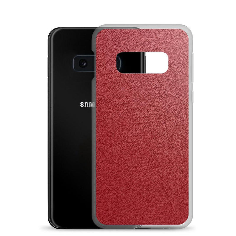 Load image into Gallery viewer, Red Leather Flexible Clear Samsung Case Bump Resistant Corners CREATIVETECH