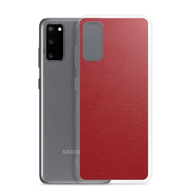 Load image into Gallery viewer, Red Leather Flexible Clear Samsung Case Bump Resistant Corners CREATIVETECH