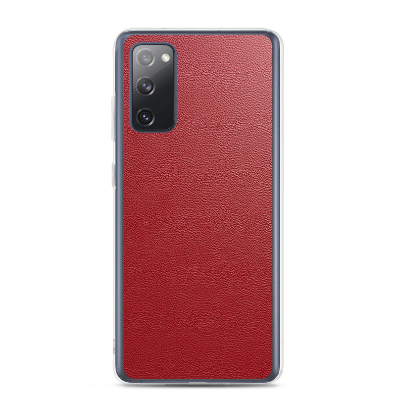 Load image into Gallery viewer, Red Leather Flexible Clear Samsung Case Bump Resistant Corners CREATIVETECH