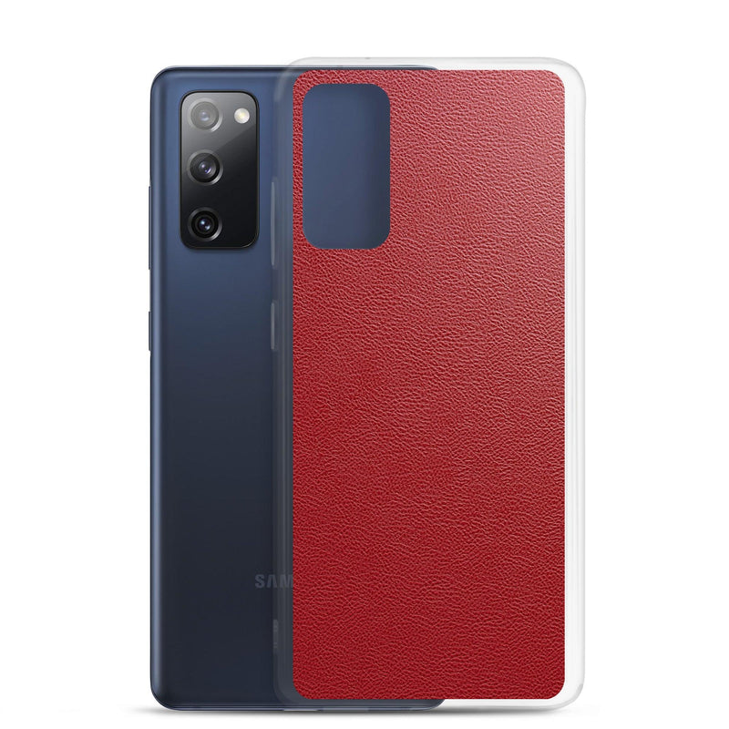 Load image into Gallery viewer, Red Leather Flexible Clear Samsung Case Bump Resistant Corners CREATIVETECH