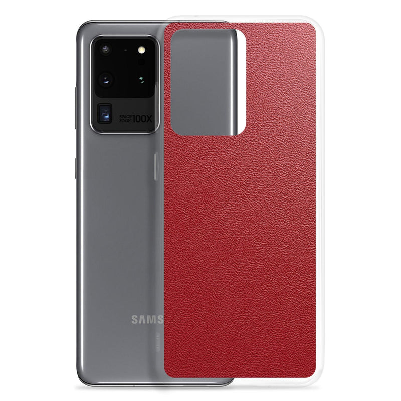 Load image into Gallery viewer, Red Leather Flexible Clear Samsung Case Bump Resistant Corners CREATIVETECH