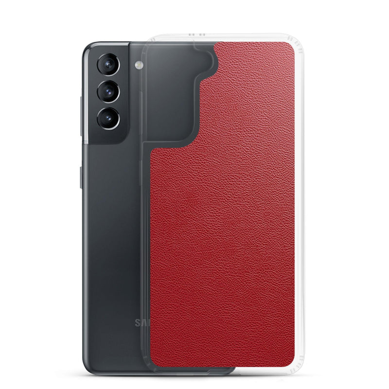 Load image into Gallery viewer, Red Leather Flexible Clear Samsung Case Bump Resistant Corners CREATIVETECH