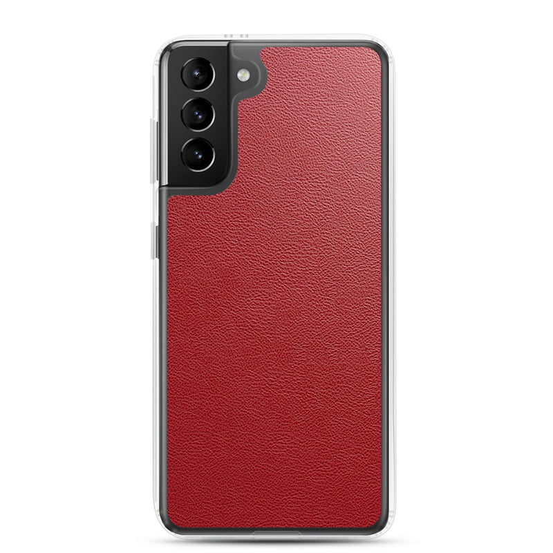 Load image into Gallery viewer, Red Leather Flexible Clear Samsung Case Bump Resistant Corners CREATIVETECH