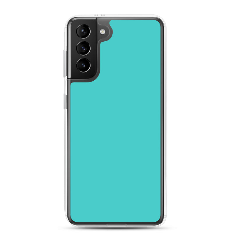 Load image into Gallery viewer, Turquoise Blue Samsung Clear Thin Case Plain Color CREATIVETECH