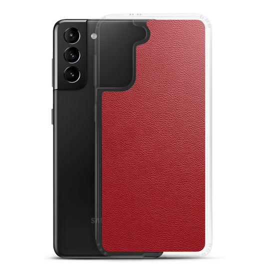 Red Leather Flexible Clear Samsung Case Bump Resistant Corners CREATIVETECH