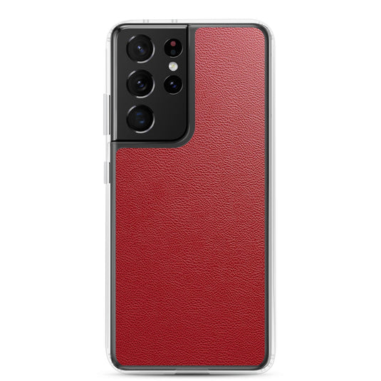 Red Leather Flexible Clear Samsung Case Bump Resistant Corners CREATIVETECH