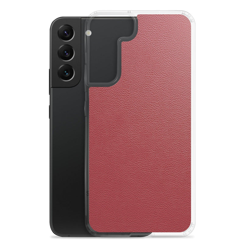 Load image into Gallery viewer, Red Leather Flexible Clear Samsung Case Bump Resistant Corners CREATIVETECH
