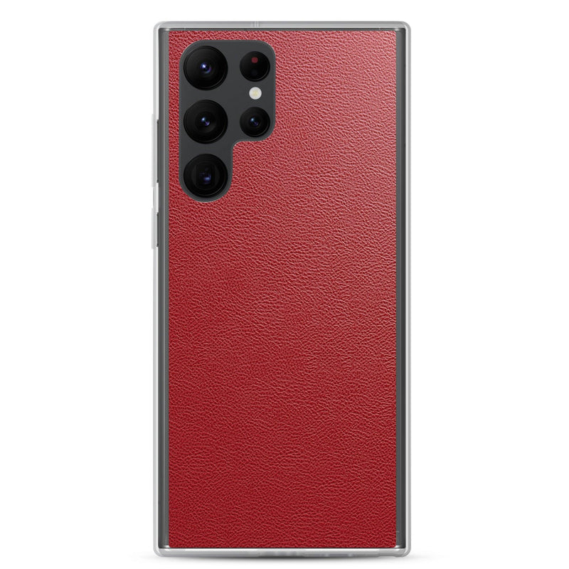 Load image into Gallery viewer, Red Leather Flexible Clear Samsung Case Bump Resistant Corners CREATIVETECH