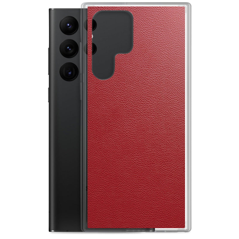 Load image into Gallery viewer, Red Leather Flexible Clear Samsung Case Bump Resistant Corners CREATIVETECH