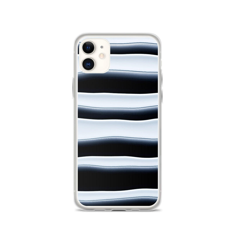 Load image into Gallery viewer, Black White Blob Squishy Style Striped Flexible Clear iPhone Case Bump Resistant Corners CREATIVETECH