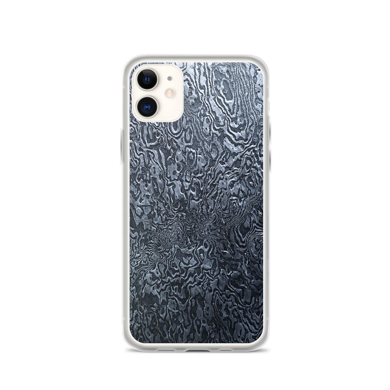 Load image into Gallery viewer, Damascus Steel Industrial Style Dark Grey Black Flexible Clear iPhone Case Bump Resistant Corners CREATIVETECH
