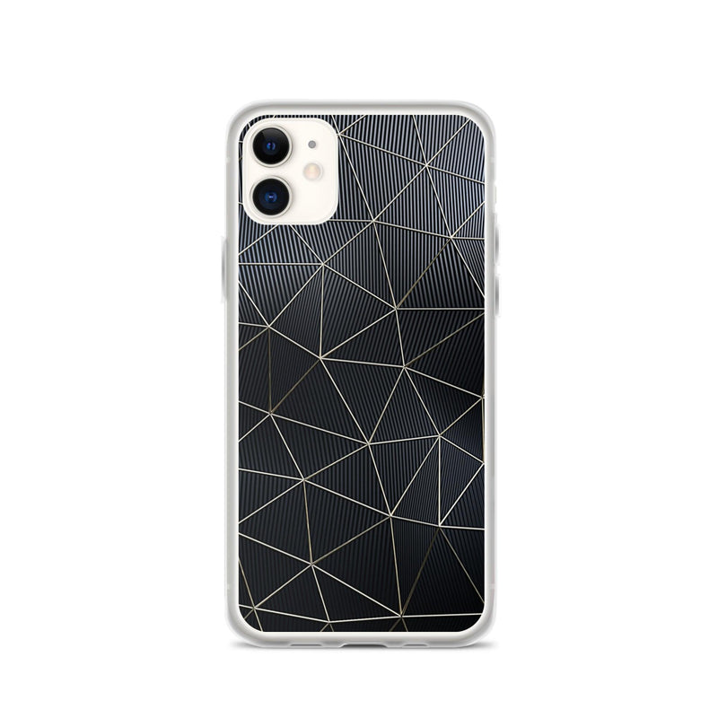 Load image into Gallery viewer, Carbon Fiber Golden Lined Style Flexible Clear iPhone Case Bump Resistant Corners CREATIVETECH