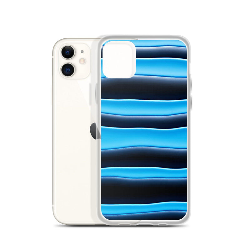 Load image into Gallery viewer, Black Blue Blob Striped Style Flexible Clear iPhone Case Bump Resistant Corners CREATIVETECH