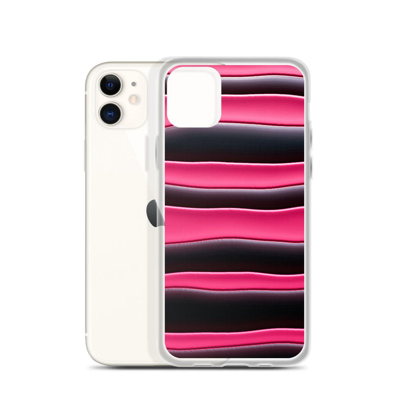 Load image into Gallery viewer, Black Red Pink Blob Striped Style Flexible Clear iPhone Case Bump Resistant Corners CREATIVETECH