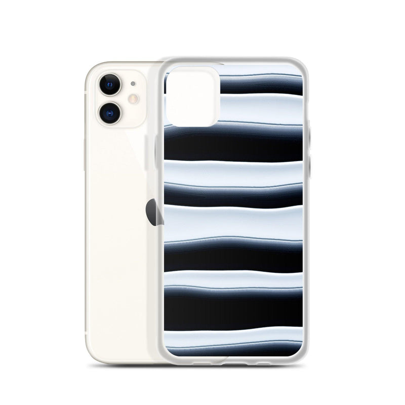 Load image into Gallery viewer, Black White Blob Squishy Style Striped Flexible Clear iPhone Case Bump Resistant Corners CREATIVETECH