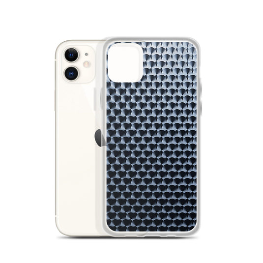 Dark Brushed Metal Circular Pattern Industrial Grid Style Flexible Clear iPhone Case Bump Resistant Corners CREATIVETECH