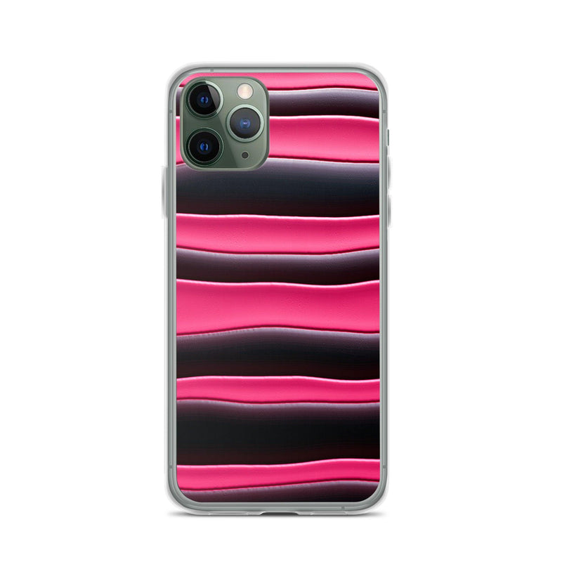 Load image into Gallery viewer, Black Red Pink Blob Striped Style Flexible Clear iPhone Case Bump Resistant Corners CREATIVETECH