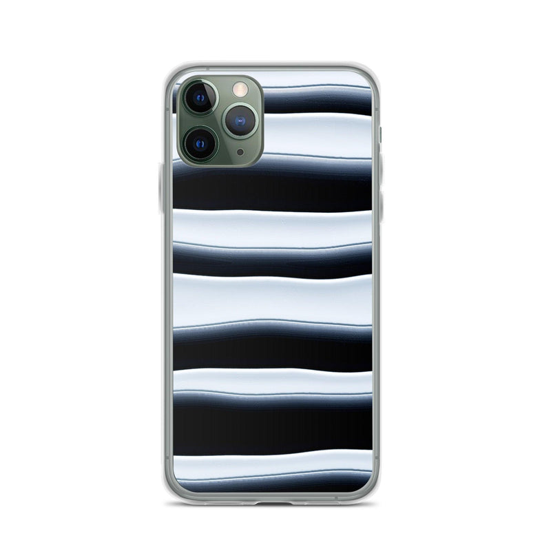 Load image into Gallery viewer, Black White Blob Squishy Style Striped Flexible Clear iPhone Case Bump Resistant Corners CREATIVETECH